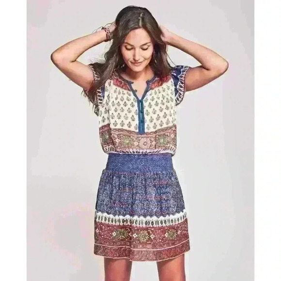 NWT FAHERTY Boho Bemini Hand Painted Mini Dress - Picture 3 of 12